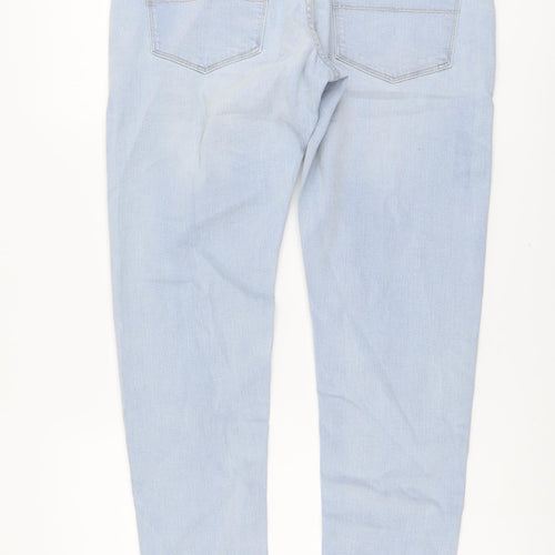 Marks and Spencer Mens Blue Cotton Skinny Jeans Size 32 in L31 in Regular Button