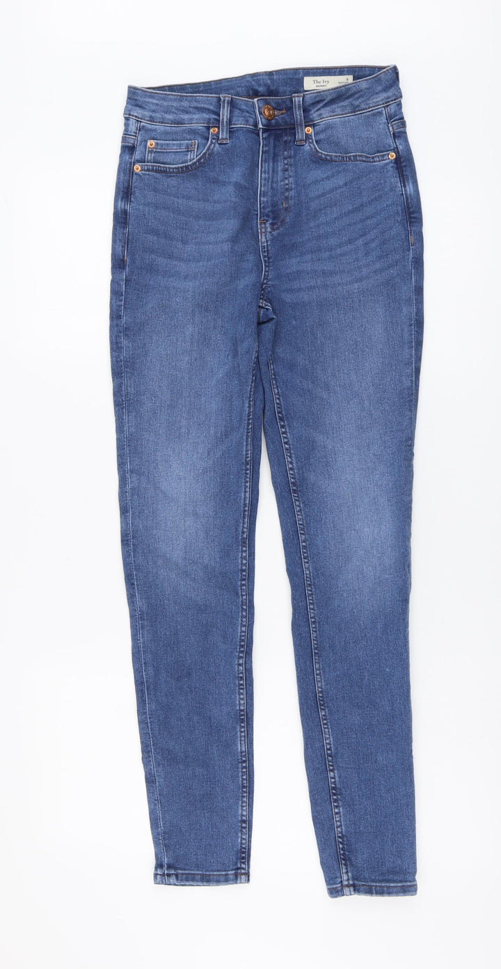 Marks and Spencer Womens Blue Cotton Skinny Jeans Size 8 L29 in Regular Button