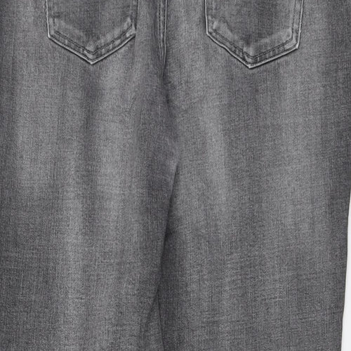 NEXT Womens Grey Cotton Straight Jeans Size 14 L29 in Regular Button