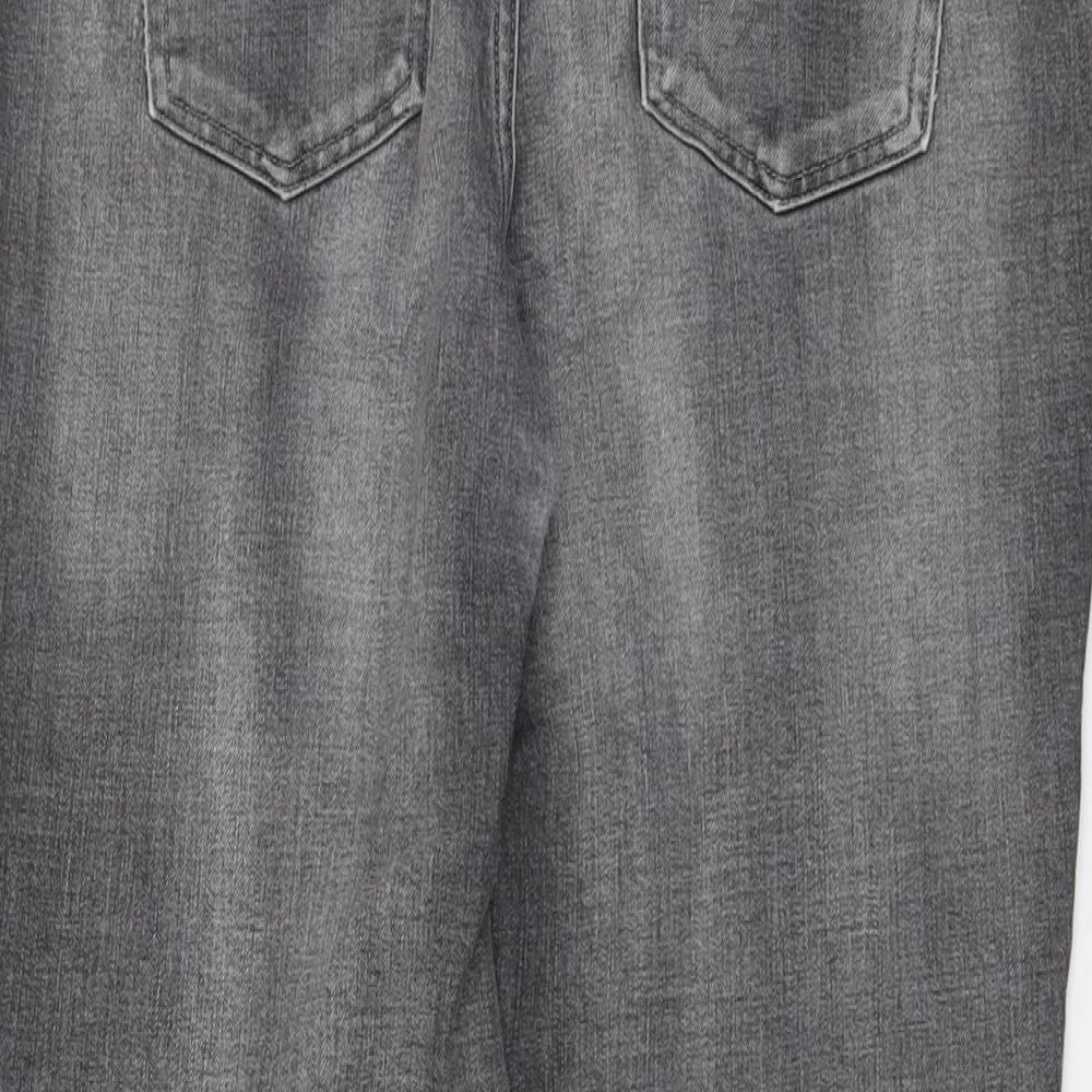 NEXT Womens Grey Cotton Straight Jeans Size 14 L29 in Regular Button