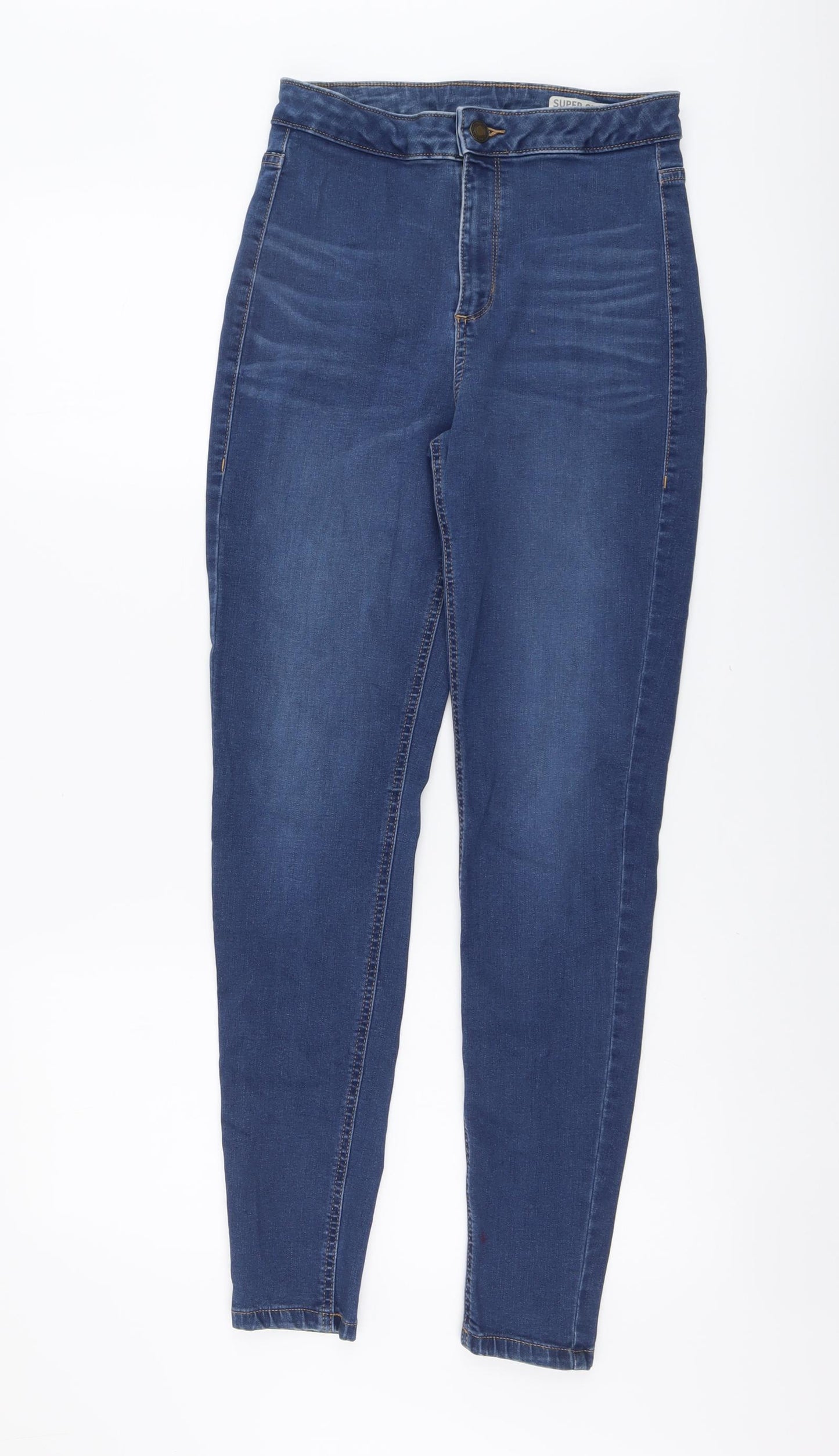 Marks and Spencer Womens Blue Cotton Skinny Jeans Size 8 L29 in Regular Button