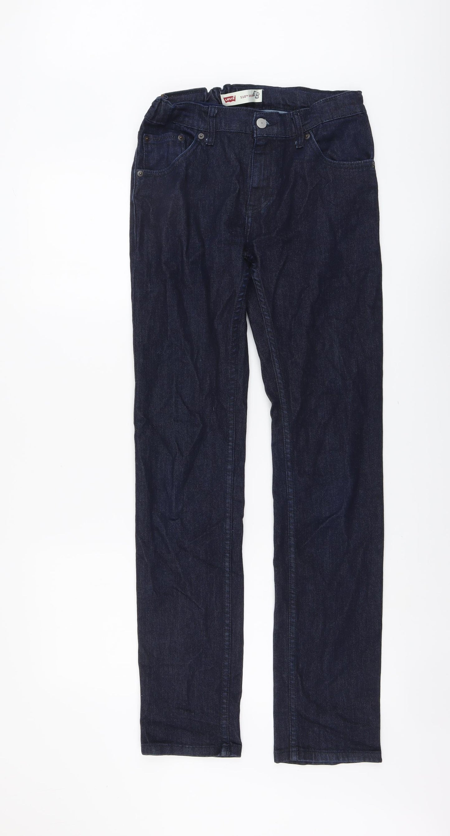 Levi's Womens Blue Cotton Straight Jeans Size 28 in L32 in Regular Button