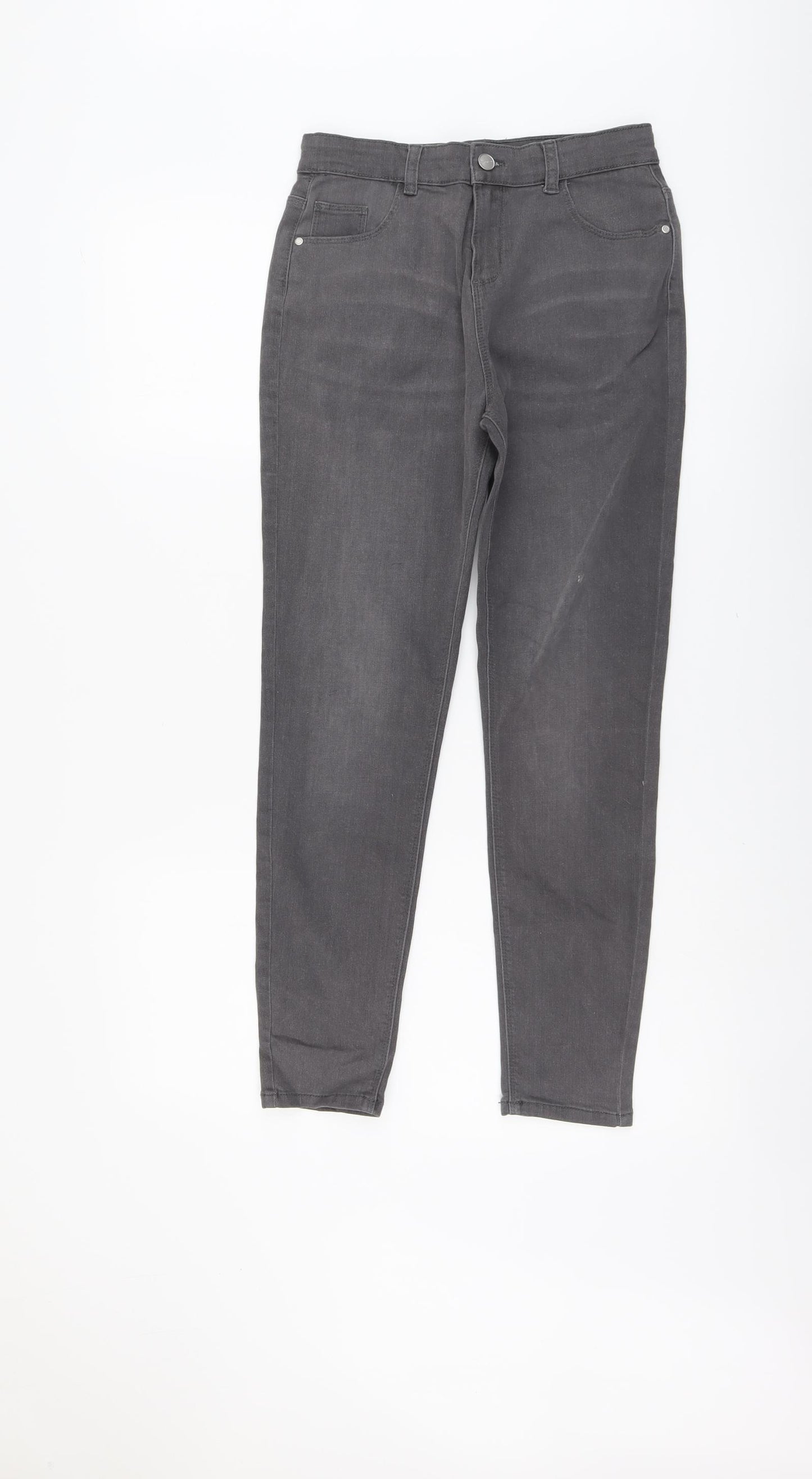 Denim & Co. Boys Grey Cotton Skinny Jeans Size 12-13 Years Regular Button