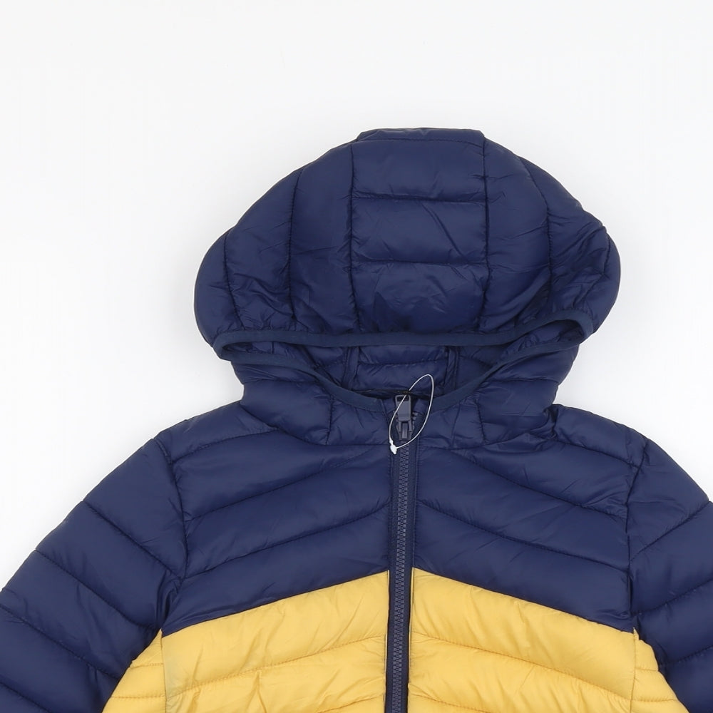 Marks and Spencer Boys Multicoloured Colourblock Quilted Jacket Size 6-7 Years Zip