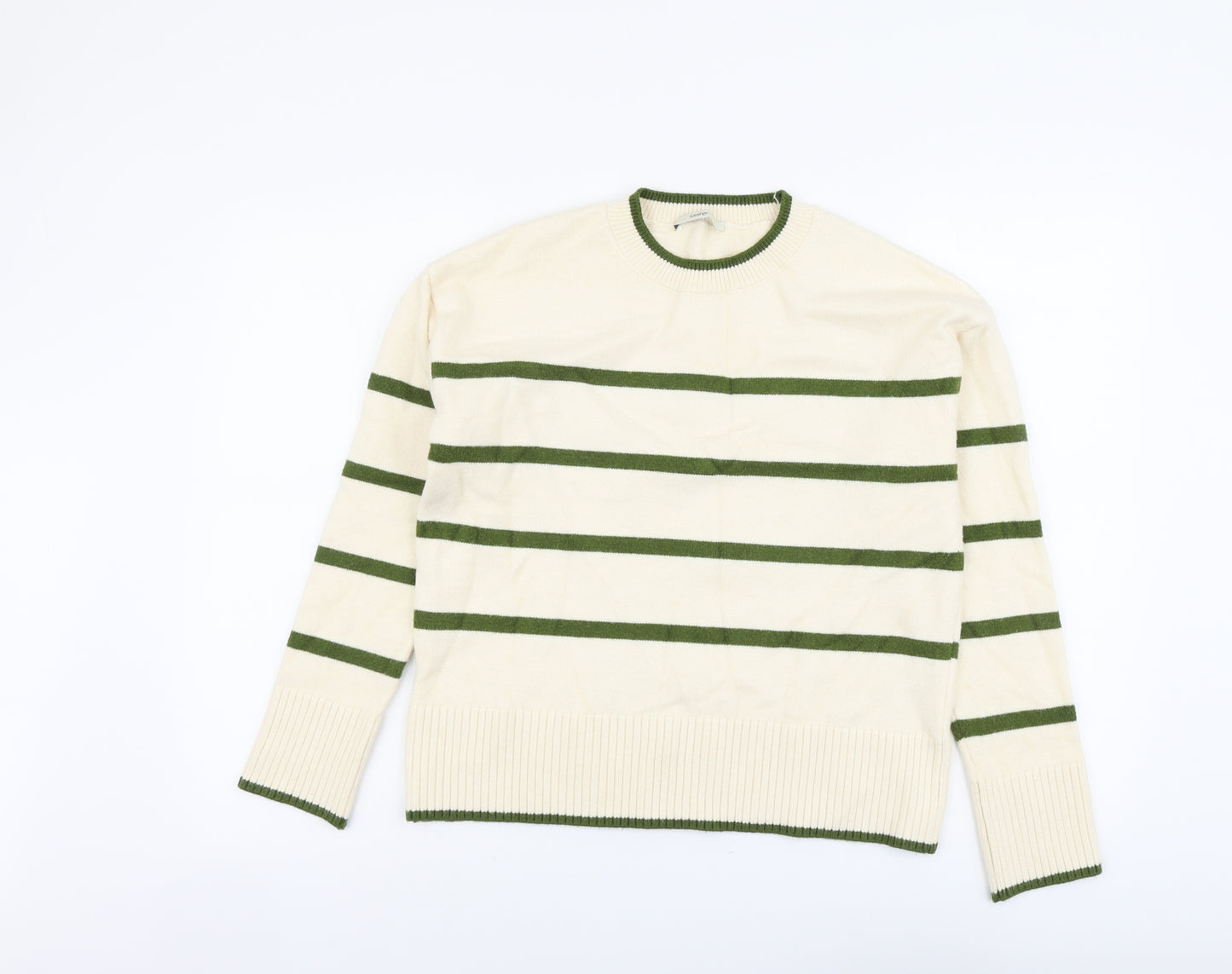 George Womens Ivory Round Neck Striped Viscose Pullover Jumper Size S