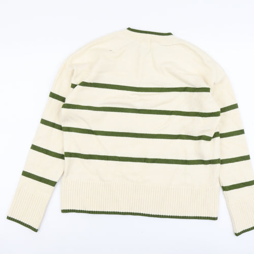 George Womens Ivory Round Neck Striped Viscose Pullover Jumper Size S