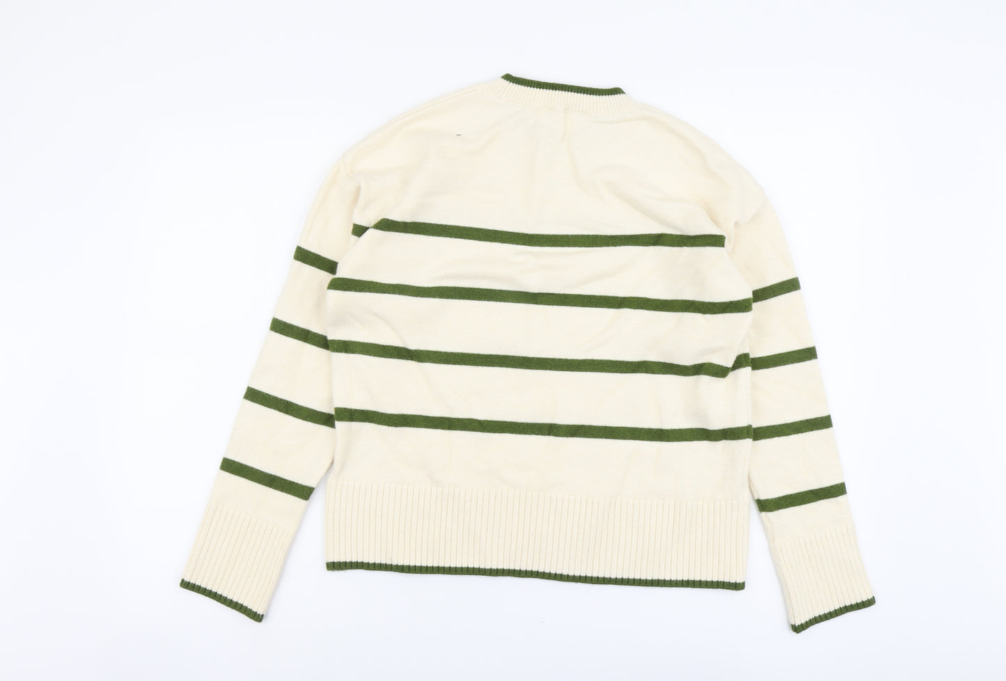 George Womens Ivory Round Neck Striped Viscose Pullover Jumper Size S