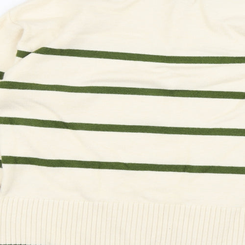 George Womens Ivory Round Neck Striped Viscose Pullover Jumper Size S