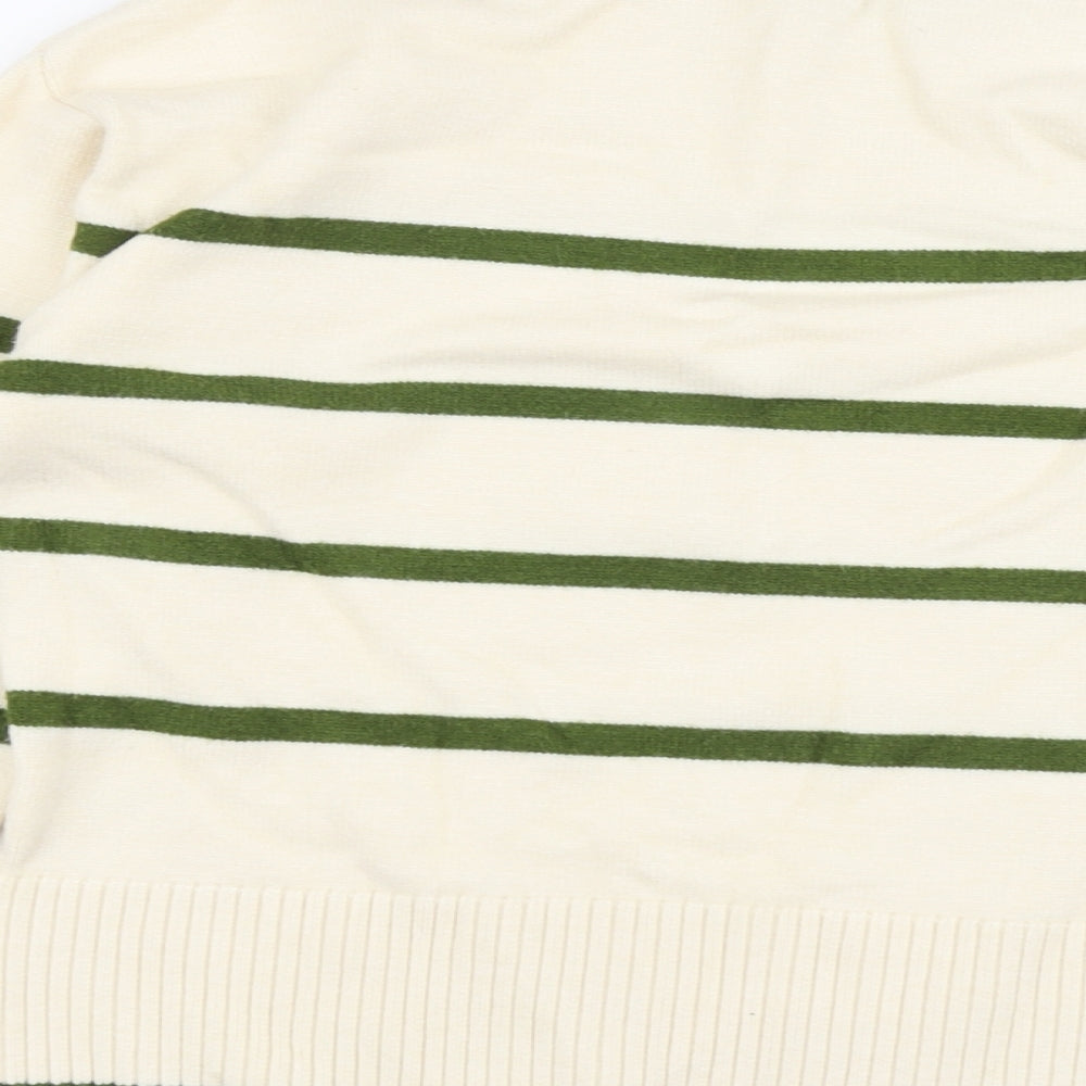 George Womens Ivory Round Neck Striped Viscose Pullover Jumper Size S