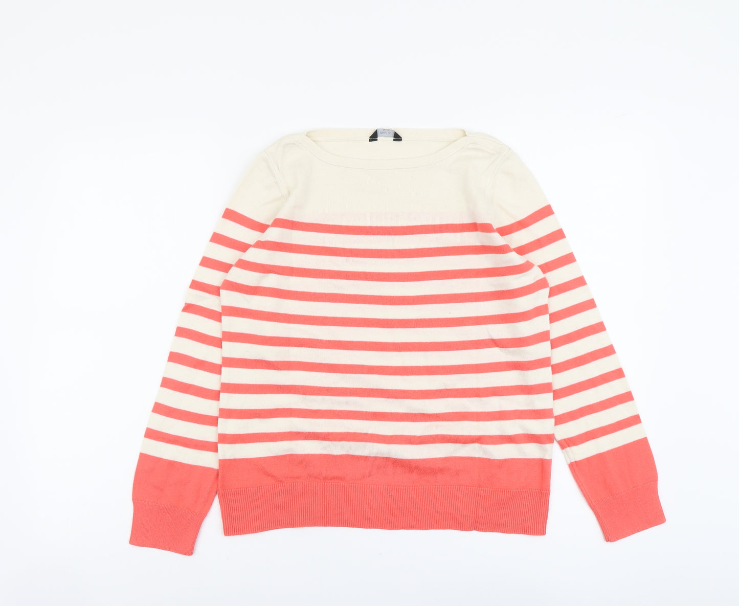 M&Co Womens Pink Boat Neck Striped Acrylic Pullover Jumper Size 10