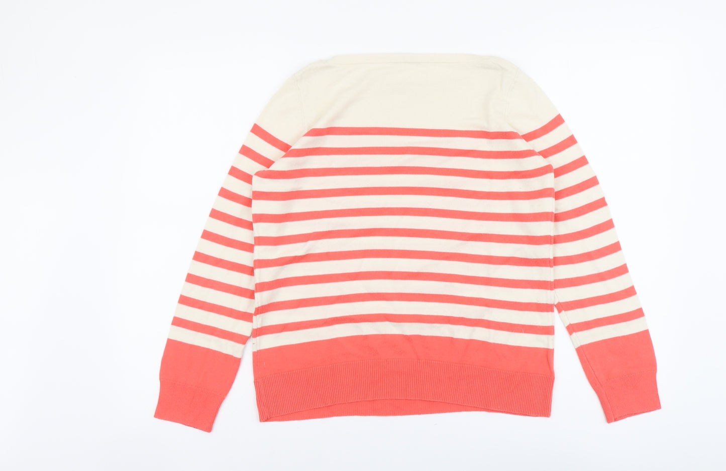M&Co Womens Pink Boat Neck Striped Acrylic Pullover Jumper Size 10