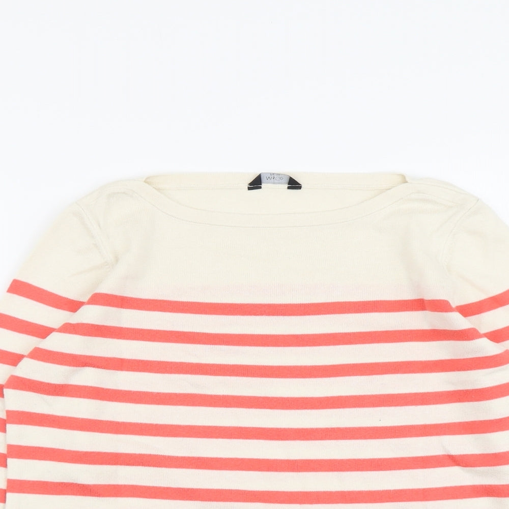 M&Co Womens Pink Boat Neck Striped Acrylic Pullover Jumper Size 10