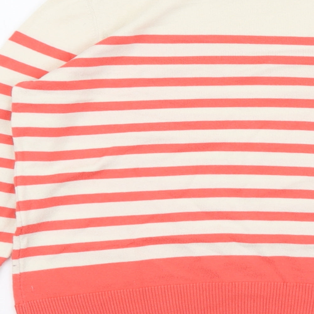 M&Co Womens Pink Boat Neck Striped Acrylic Pullover Jumper Size 10
