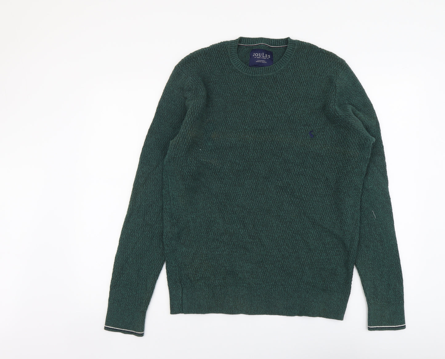 Joules Mens Green Round Neck Cotton Pullover Jumper Size M Long Sleeve