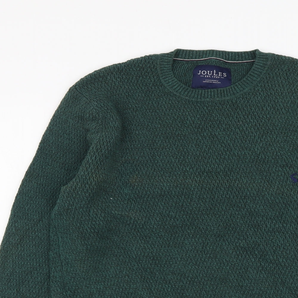 Joules Mens Green Round Neck Cotton Pullover Jumper Size M Long Sleeve
