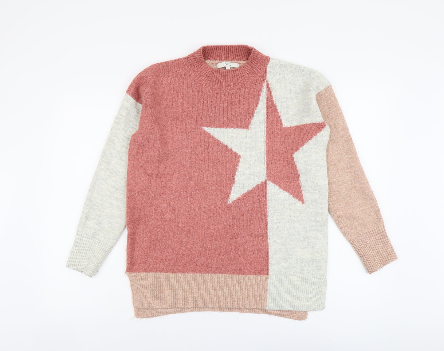 NEXT Womens Pink Mock Neck Acrylic Pullover Jumper Size S - Star
