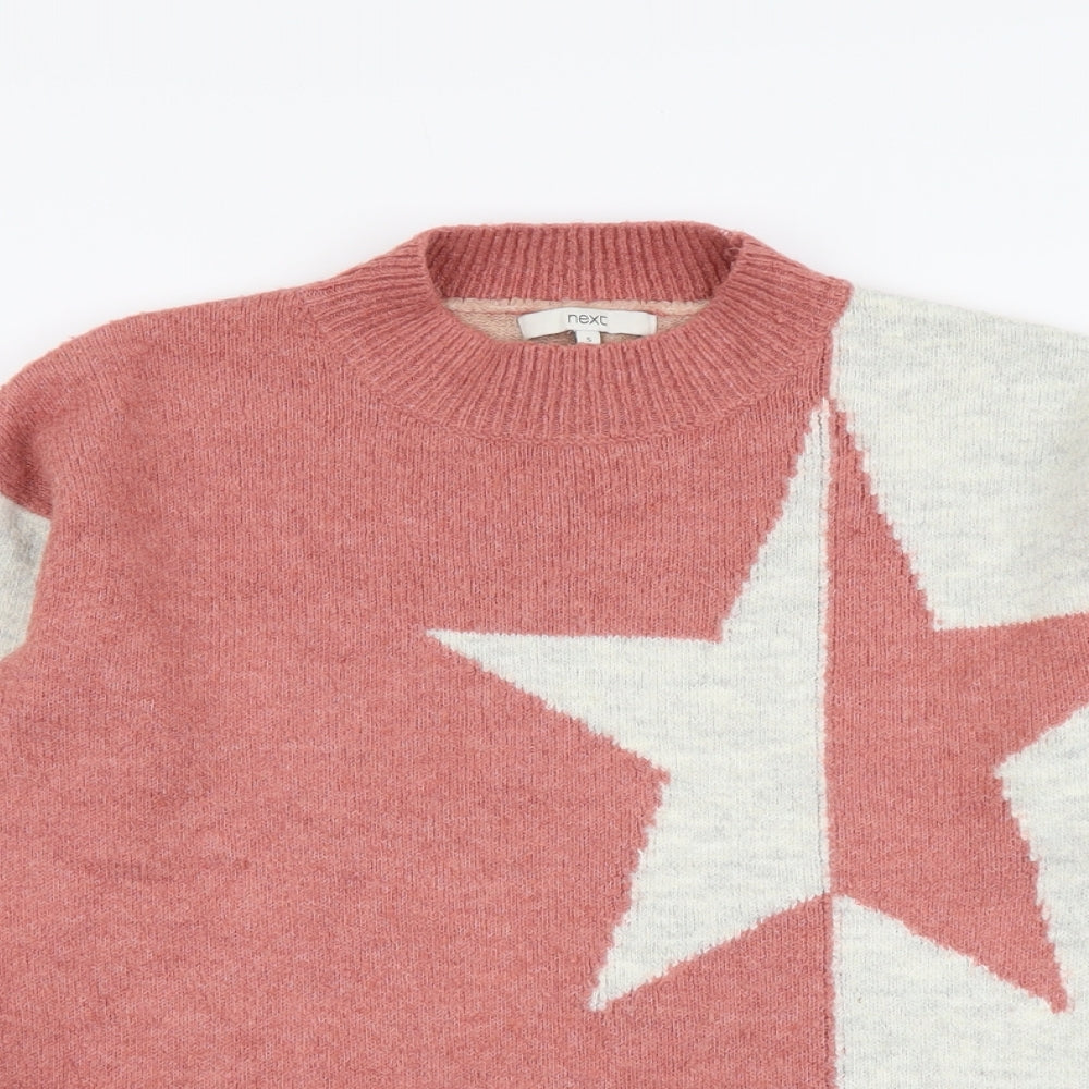 NEXT Womens Pink Mock Neck Acrylic Pullover Jumper Size S - Star