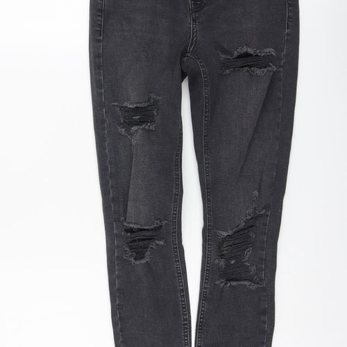 Topshop Womens Grey Cotton Skinny Jeans Size 24 in L25 in Regular Button