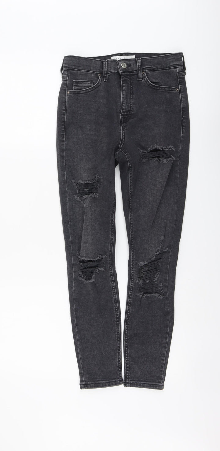 Topshop Womens Grey Cotton Skinny Jeans Size 24 in L25 in Regular Button