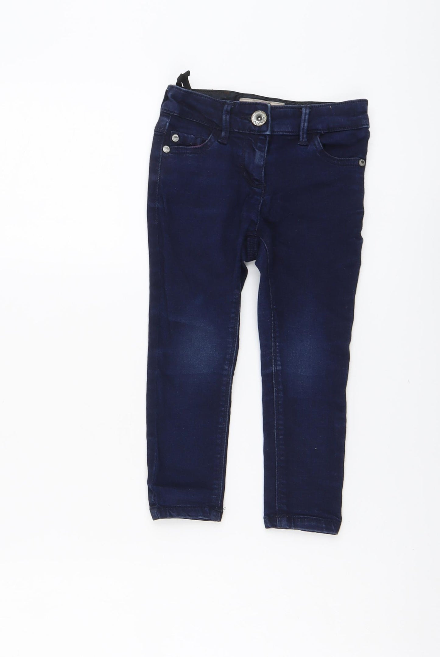 NEXT Girls Blue Cotton Skinny Jeans Size 3 Years Regular Button