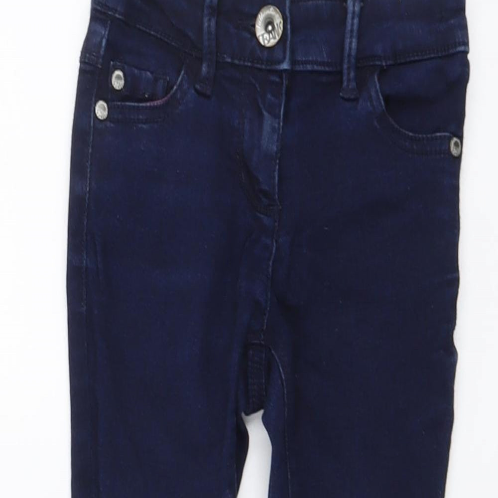 NEXT Girls Blue Cotton Skinny Jeans Size 3 Years Regular Button