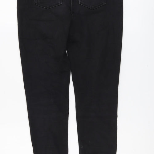 Preworn Girls Black Cotton Skinny Jeans Size 12 Years Regular Button - Distressed