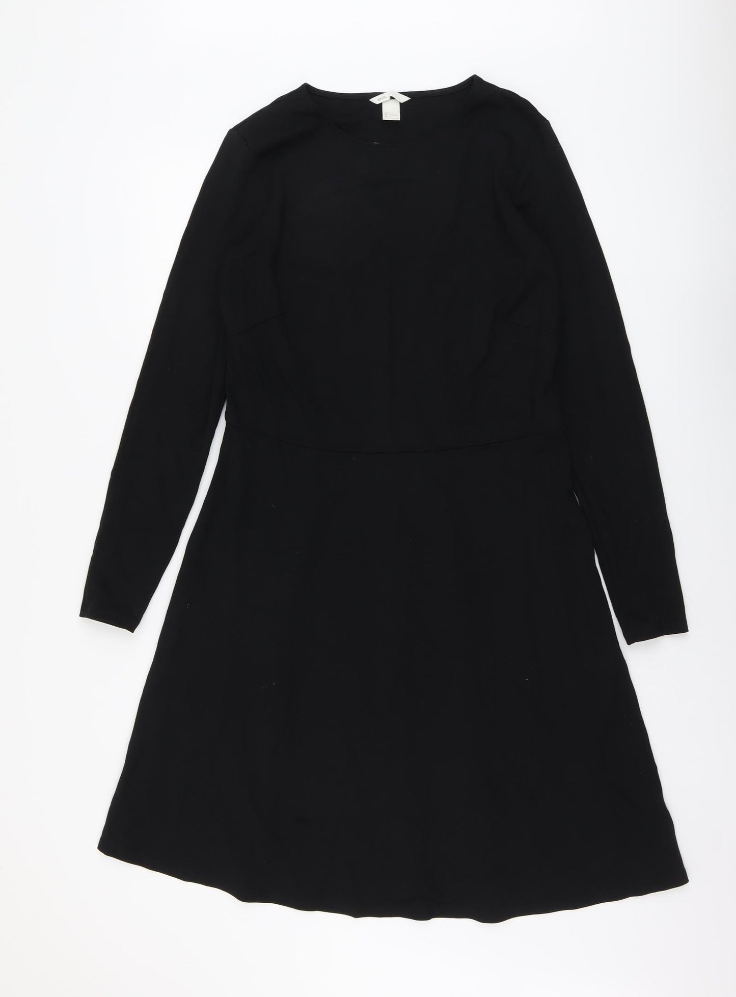 H&M Womens Black Viscose Fit & Flare Size L Round Neck Pullover