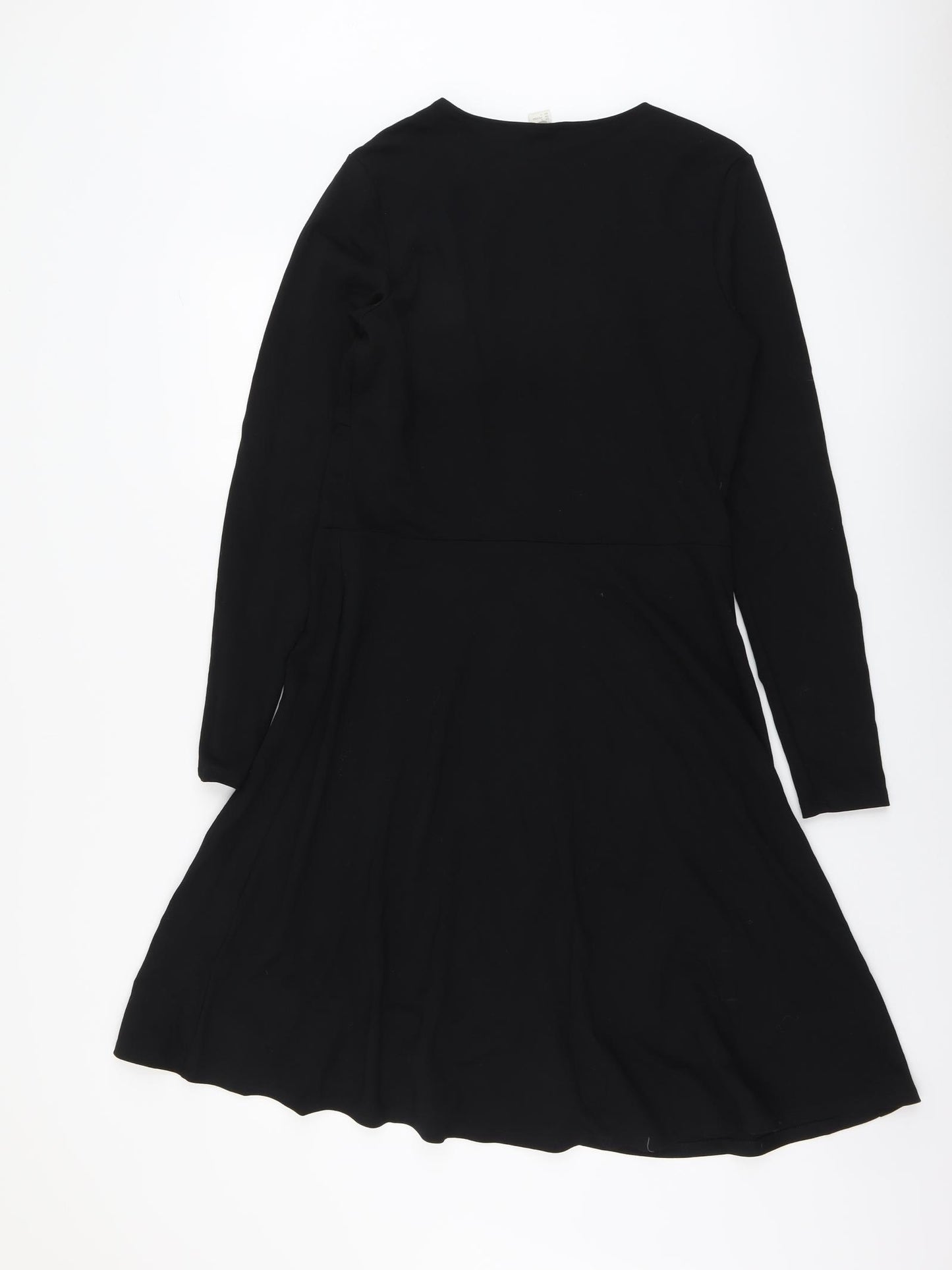 H&M Womens Black Viscose Fit & Flare Size L Round Neck Pullover