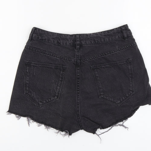H&M Womens Black Cotton Cut-Off Shorts Size 8 L3 in Regular Button