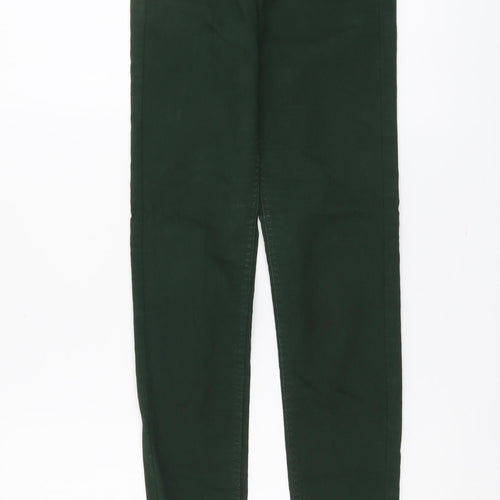 H&M Womens Green Cotton Skinny Jeans Size 4 L29 in Regular Button