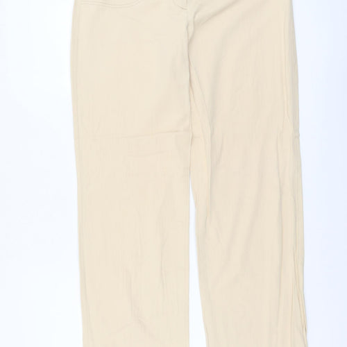 Gerry Weber Womens Beige Cotton Trousers Size 12 L32 in Regular Button