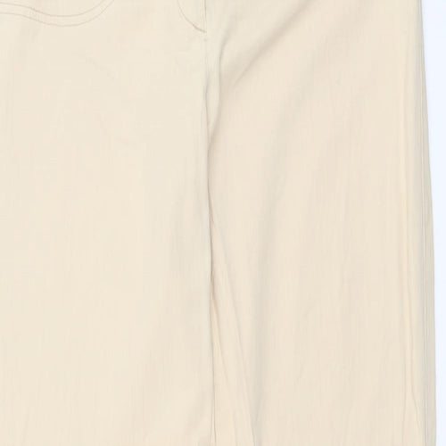 Gerry Weber Womens Beige Cotton Trousers Size 12 L32 in Regular Button