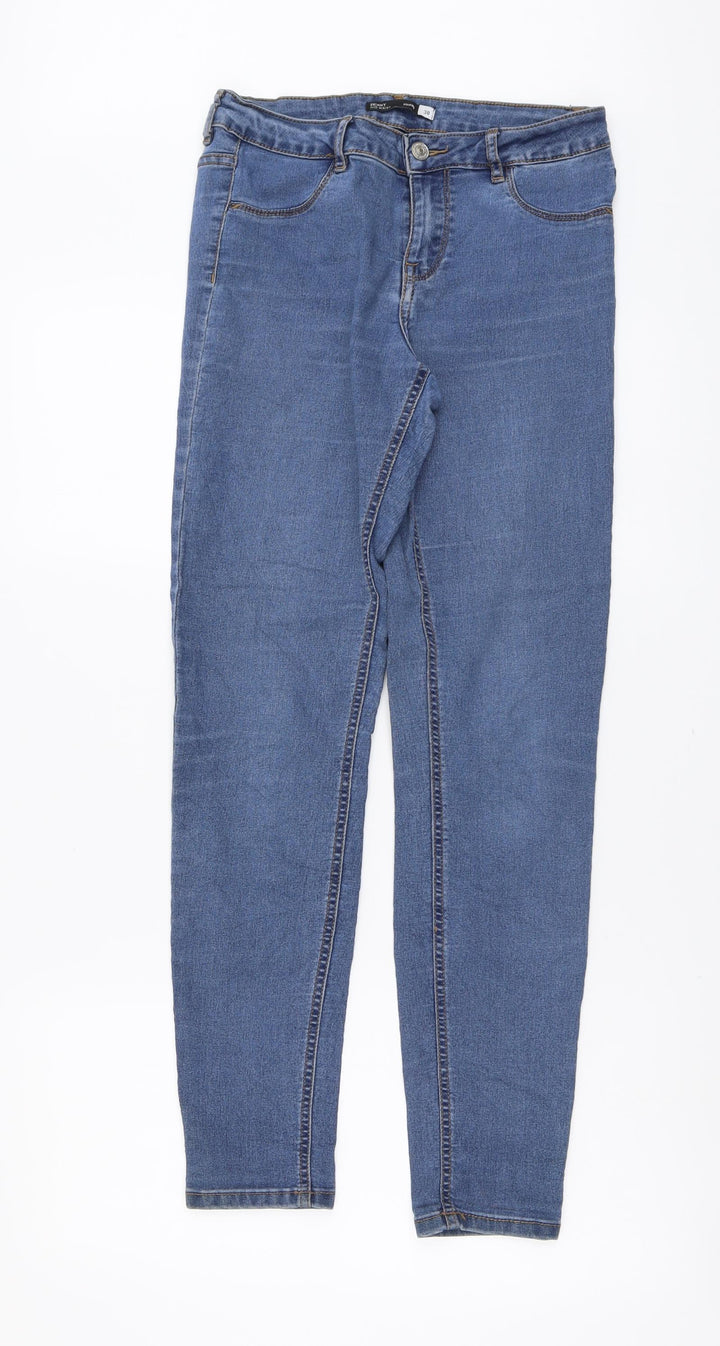 Sinsay Womens Blue Cotton Skinny Jeans Size 10 L29 in Regular Button