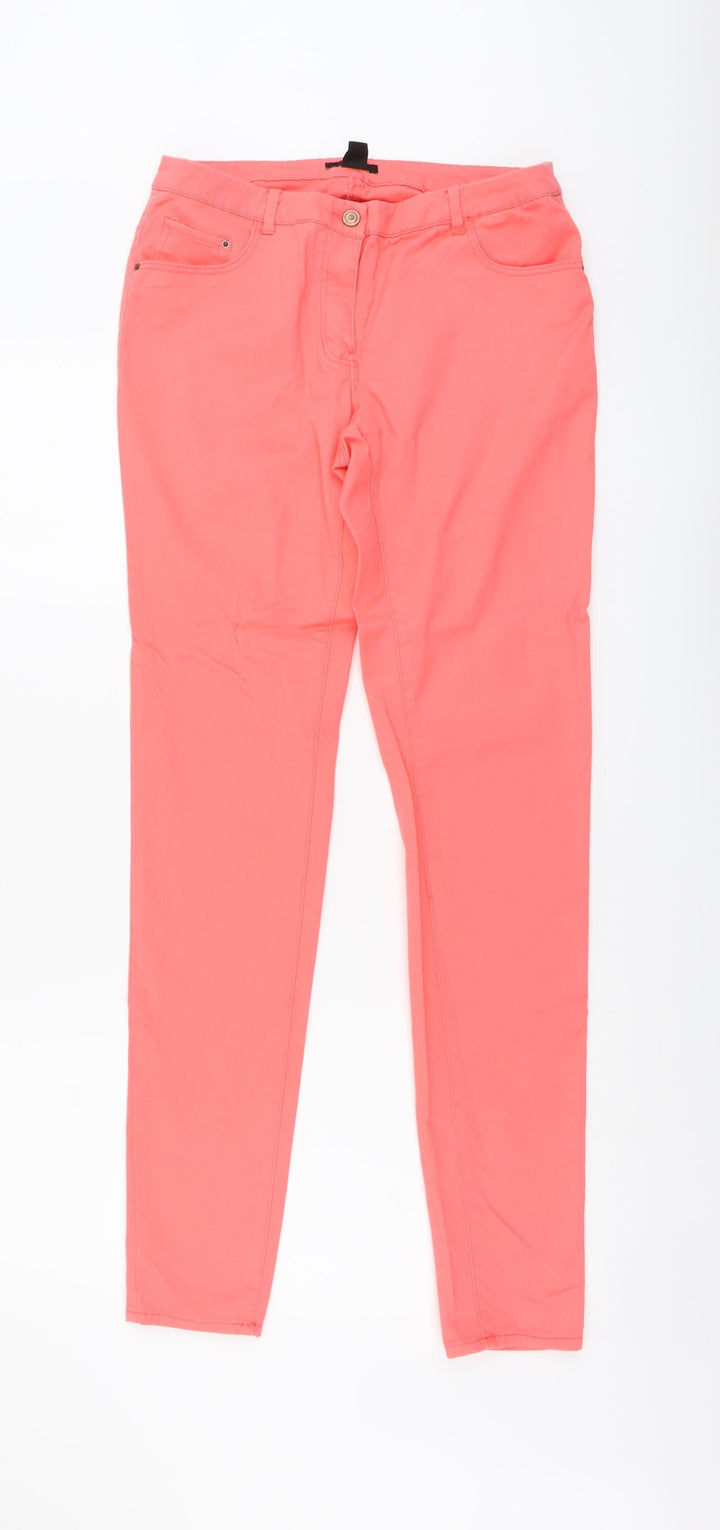 H&M Womens Pink Cotton Skinny Jeans Size 10 L32 in Regular Button