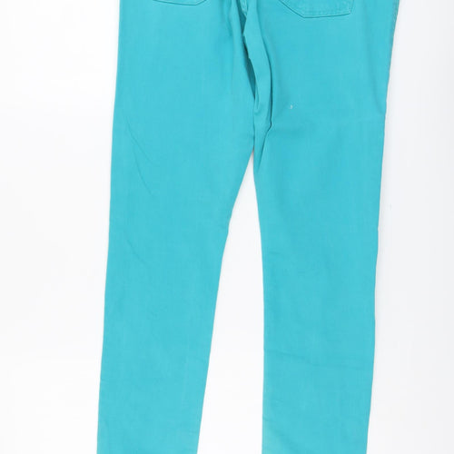 Denim & Co. Womens Green Cotton Skinny Jeans Size 14 L31 in Regular Button