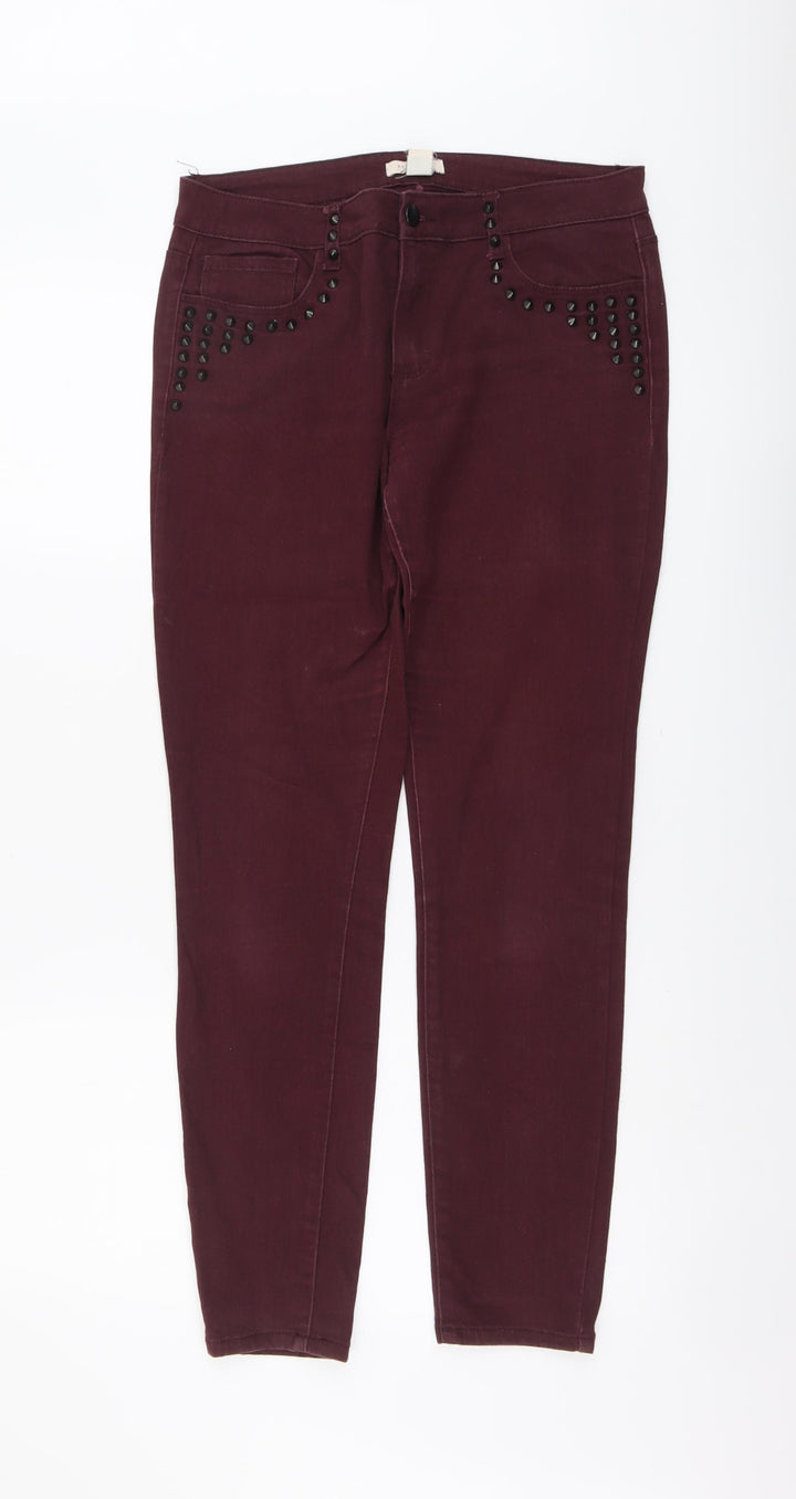 FOREVER 21 Womens Red Cotton Skinny Jeans Size 14 L29 in Regular Button