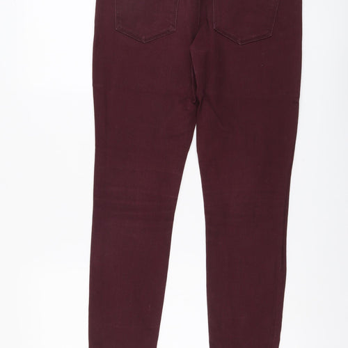 FOREVER 21 Womens Red Cotton Skinny Jeans Size 14 L29 in Regular Button