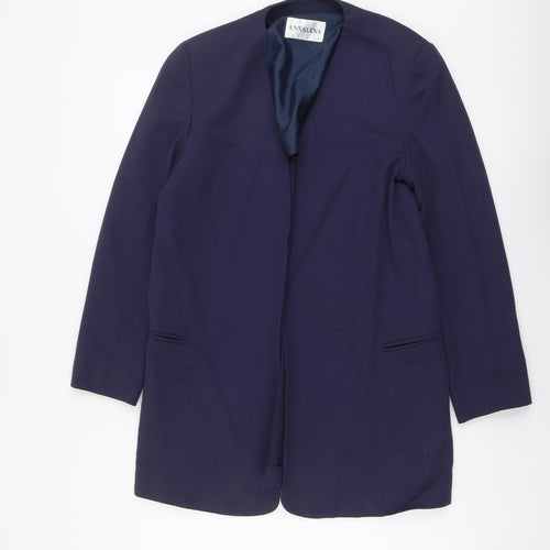 Annalena Womens Blue Jacket Coatigan Size 10 Hook & Eye