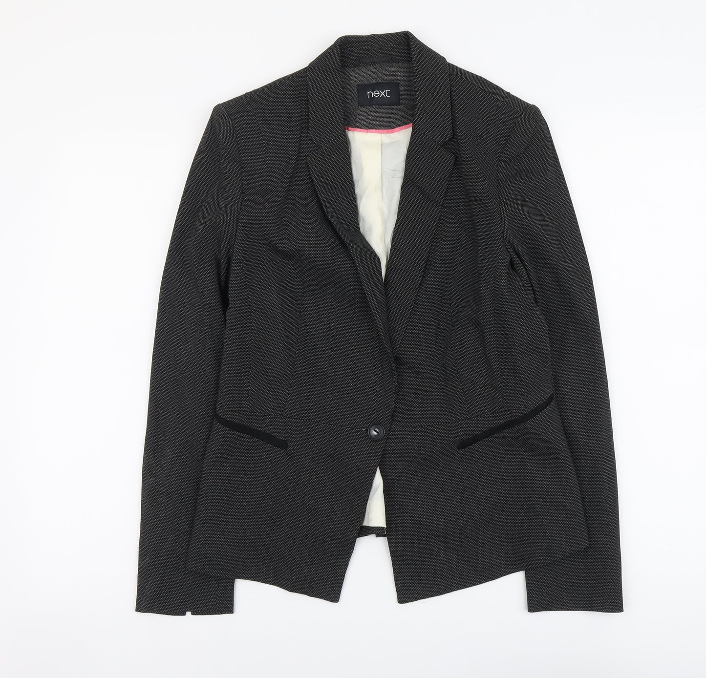 NEXT Womens Black Polyester Jacket Blazer Size 12