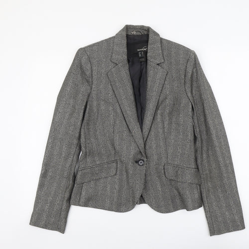 Mango Womens Grey Polyester Jacket Blazer Size 10