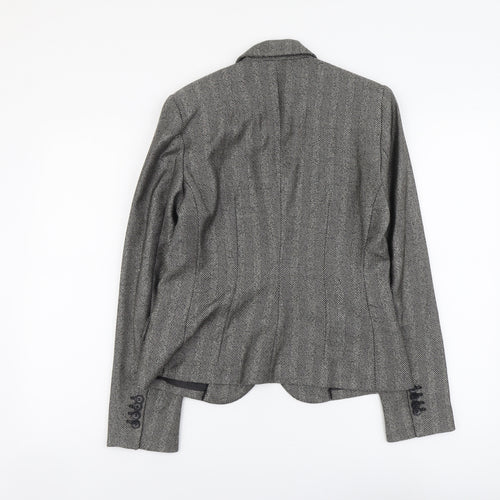 Mango Womens Grey Polyester Jacket Blazer Size 10
