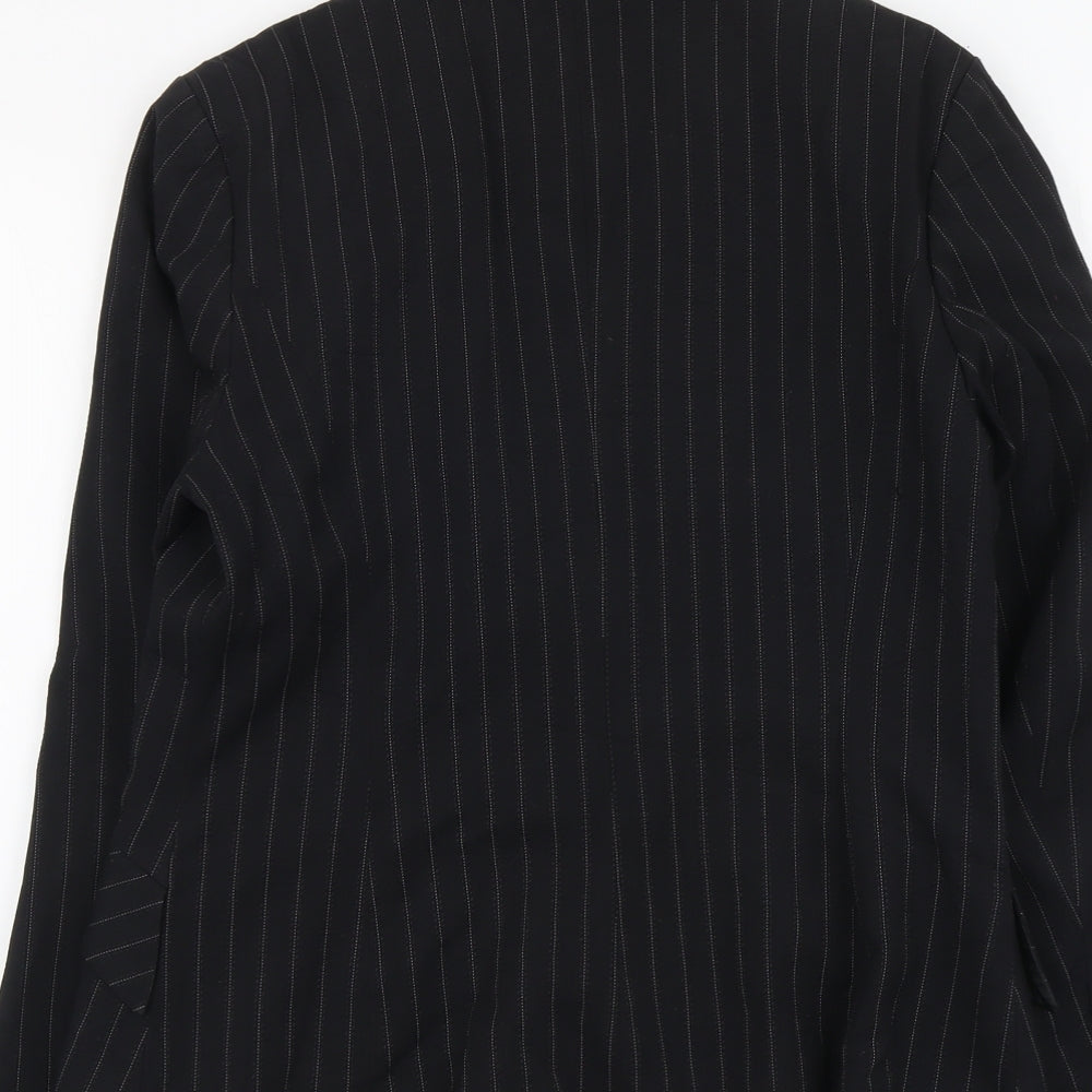 Marks and Spencer Womens Black Pinstripe Polyester Jacket Blazer Size 14