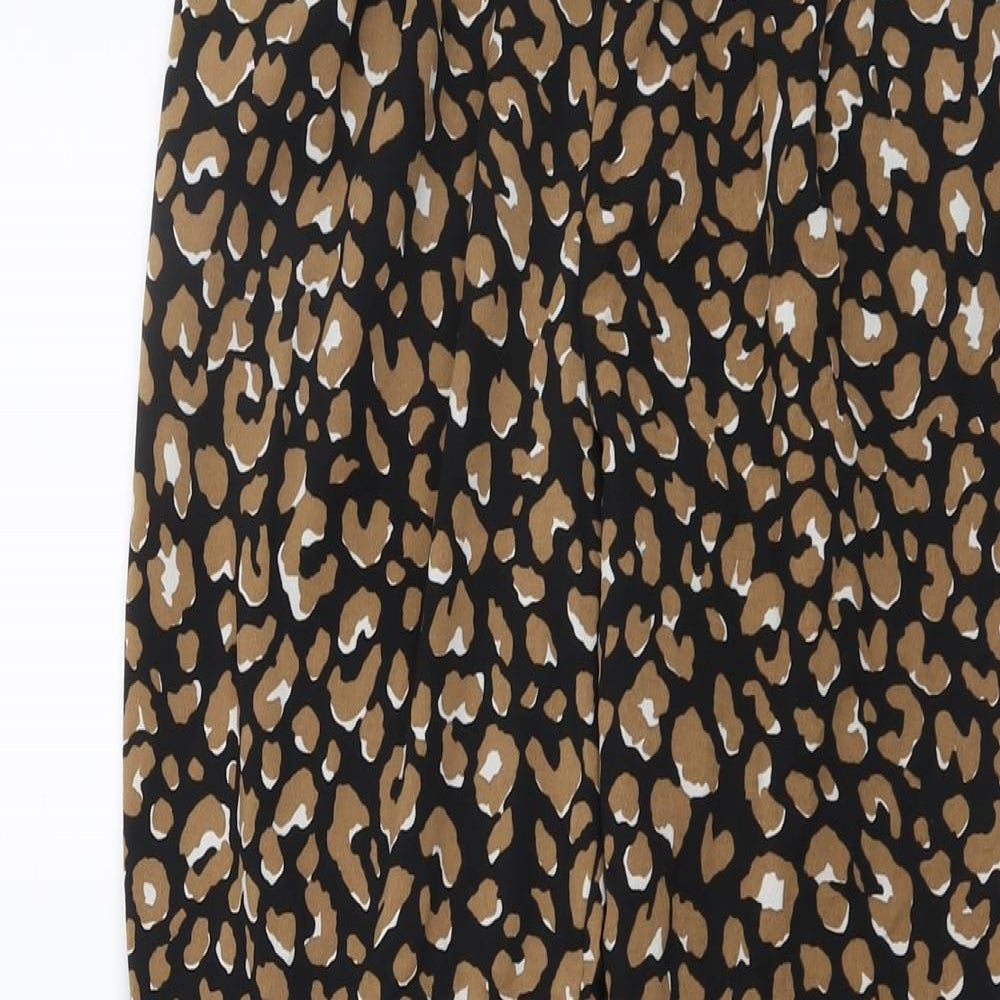 Primark Womens Beige Animal Print Polyester Trousers Size 10 L26 in Regular - Leopard Pattern