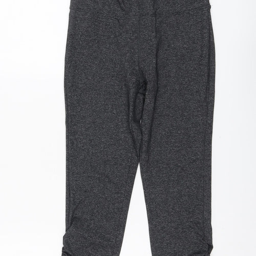 FOREVER 21 Womens Grey Polyester Compression Leggings Size S L20 in Regular Pullover - Leg Ruched