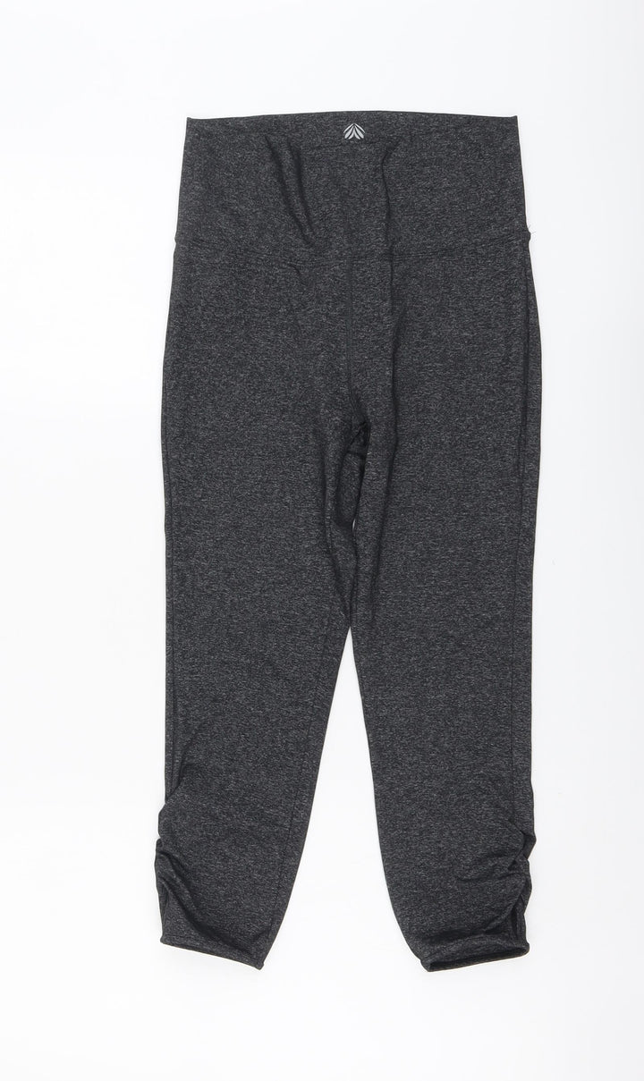 FOREVER 21 Womens Grey Polyester Compression Leggings Size S L20 in Regular Pullover - Leg Ruched
