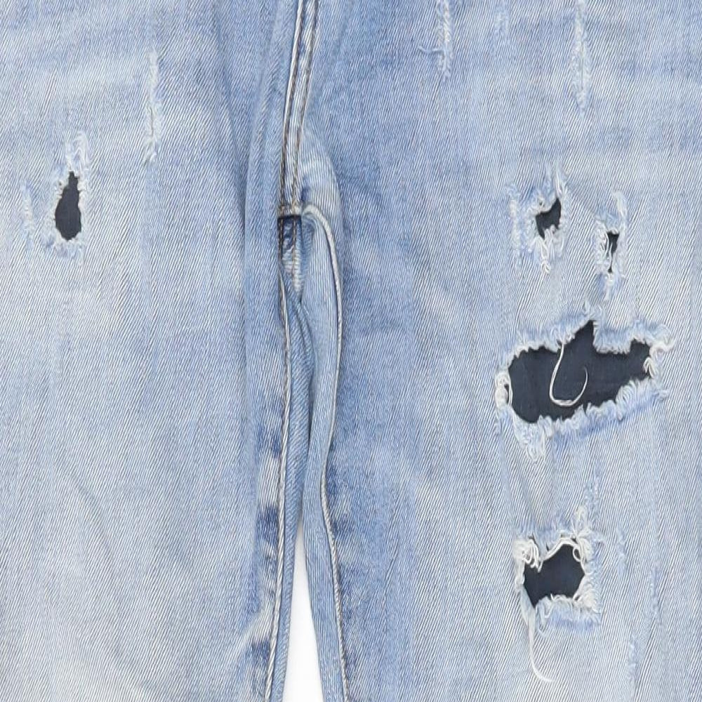Zara Womens Blue Cotton Straight Jeans Size 8 Regular Zip
