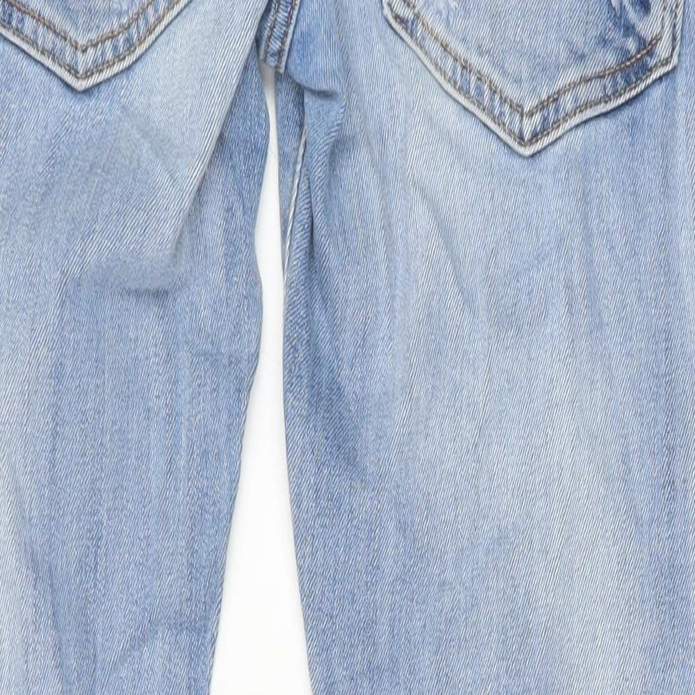 Zara Womens Blue Cotton Straight Jeans Size 8 Regular Zip