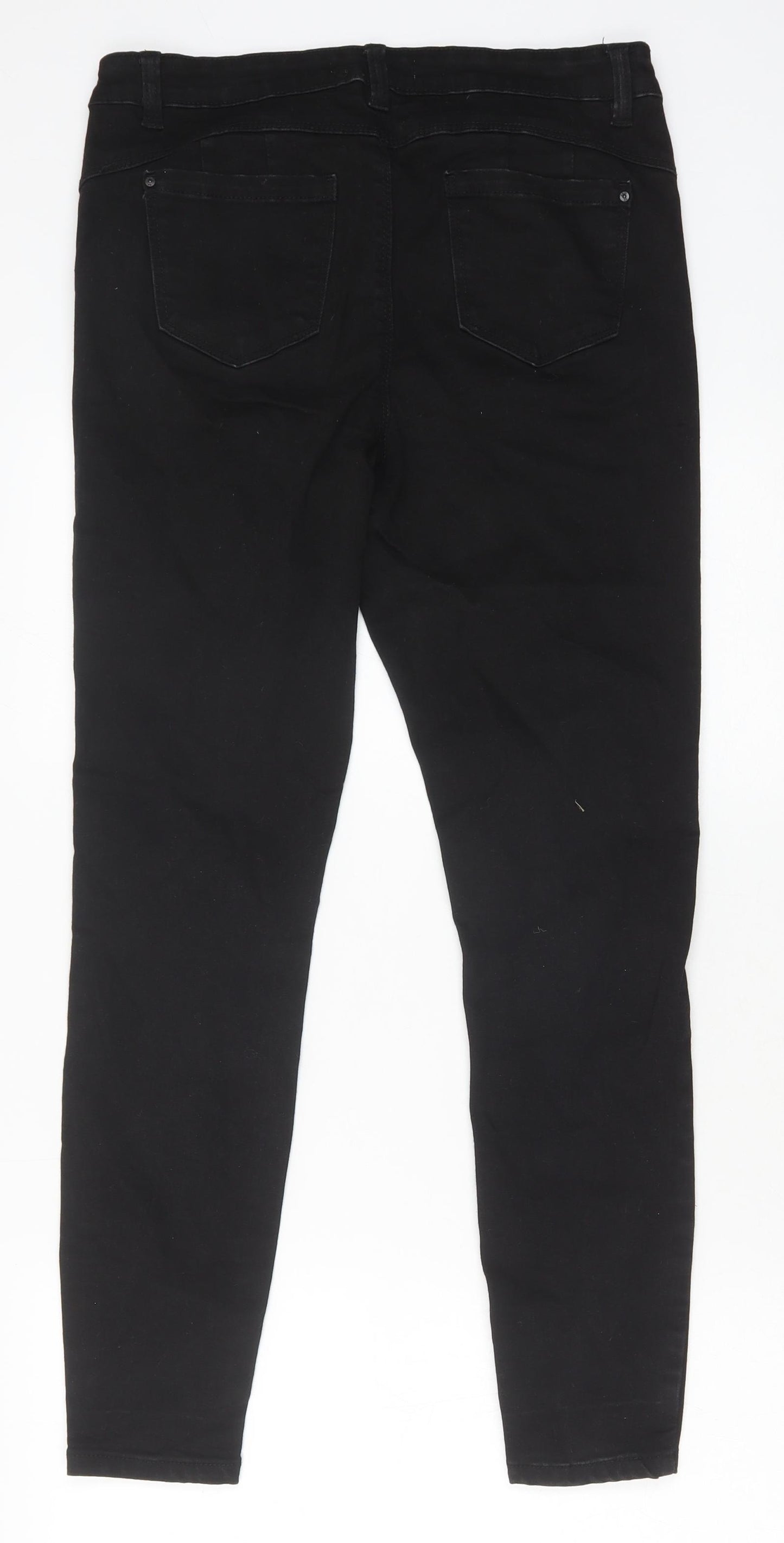 Primark Womens Black Cotton Skinny Jeans Size 14 Slim Zip