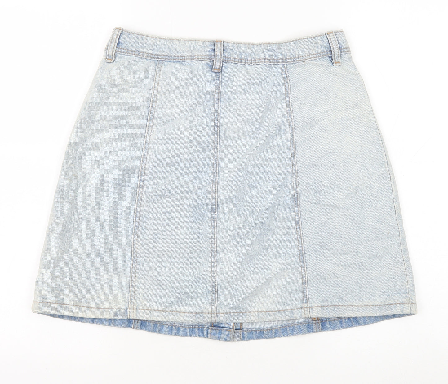 Divided by H&M Womens Blue Cotton A-Line Skirt Size 12 Button