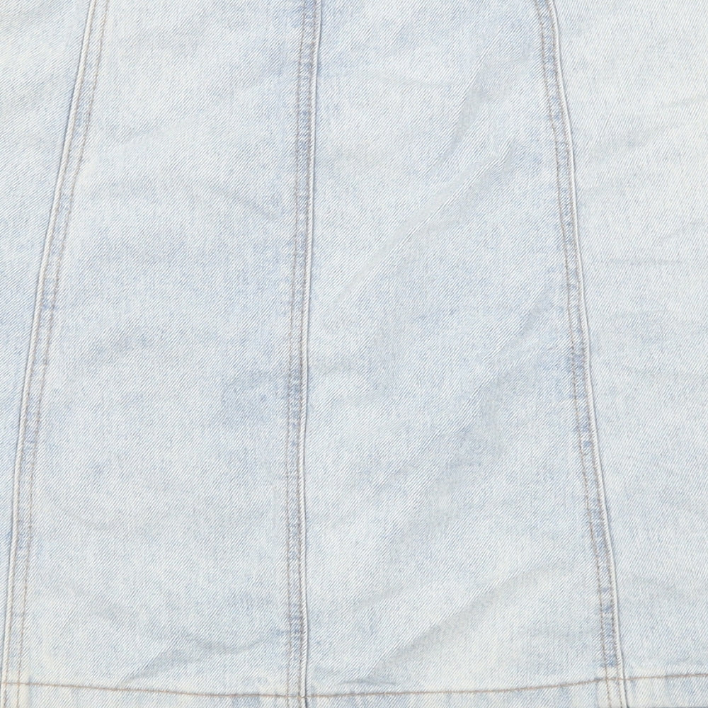 Divided by H&M Womens Blue Cotton A-Line Skirt Size 12 Button